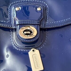 Coach Navy Patent Leather Shoulder Bag